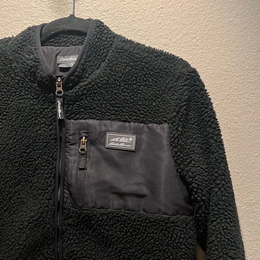 Eddie Bauer Kid’s Chilali Black Fleece Sherpa Jacket Size Large 14